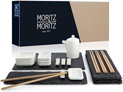 Moritz & Moritz 22 pezzi Set da portata per Sushi per 4 persone. Set con 4 piatti, 1 piatto da portata, 4 ciotole, 8 bacchette da Sushi e altro ancora