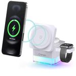 Karwan Wireless Charger 3in1 22w Magnetic Mag-Safe with Lamp for i-Phone 16/16 Plus/16 Pro/16 Pro Max, iPhone 15/15 Plus/15 Pro/15 Pro Max,iPhone 14/13/12, Samsung 21/22/23/24/25,iwatch-White