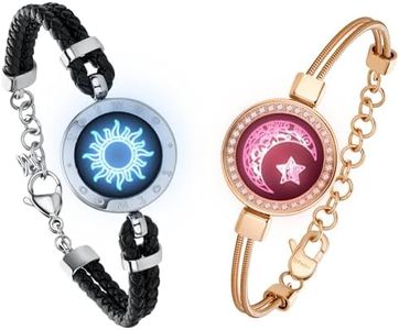 TOTWOO Touch Bracelets for Couples, Vibration & Light up for Love Couples(Silver+Gold) Long Distance Relationship Gifts for Girlfriend Bluetooth Pairing Jewelry
