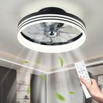 Enwinup Ceiling Fan with Lights and Remote 3 Colors 6 Wind Speeds Quiet Motor Reversible Ceiling Fans Stepless Dimming Smart Timing Low Profile Flush Mount 16" Small Ceiling Fan Light