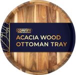 Stunning Oil Color Finish on Acacia Wood - Modern Round 22" Serving Tray for Food, Breakfast in Bed, Coffee Table, Decor, Organization, Snacks, Patio, Lap Tray