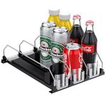 FUNYKICH Automatic Can Dispenser for Fridge, Fridge Can Holder Dispenser with Automatic Pusher Glide, Width Adjustable Soda Beer Can Organizer, Self Pushing Fridge Drinks Organiser, 3 Rows, 25x32cm