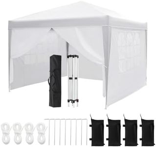 10X10 Ft Instant Pop-Up Canopy Tent with 4 Sidewalls, Waterproof Portable Gazebo Shelter for Outdoor Camping, Beach, Backyard Parties & Events,White