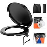 Portable Toilet Seat for 5 Gal Buckets, Camping Toilet Seat with Lid, Snap-on Toilet Seat with Storage Bags and Disposable Toilet Bags, Camping, Hiking, Emergency, Car, Boat