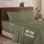 Elegant Comfort Luxury 1500 Premium Hotel Quality Microfiber 4-Piece Sheet Set - Soft, All Around Elastic 18-24 Inches Deep Fitted Sheet - Extra Deep Pocket Sheets, Full, Sage/Green