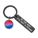 CENWA Bisexual Jewelry Bi Pride Keychain Bi Pride Jewelry Bisexual Gift Queer Pride Gifts Bi The Way It’s Not A Phase Keychain (Bi The Way K Black)