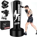 Standing Punching Bag for Adults with Pump and Gloves, 69'' Kick Boxing Bag with Stand Inflatable Freestanding Heavy Bag Kicking Bag for Training MMA Muay Thai Fitness