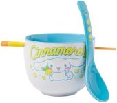 Silver Buffalo Sanrio Hello Kitty and Friends Cinnamoroll Lemons Ceramic Ramen Noodle Rice Bowl with Chopsticks, Microwave Safe, 20 Ounces