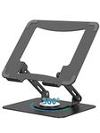 SOUNDANCE Laptop Stand with 360° Rotating Base, Ergonomic Computer Riser for Desk, Adjutable Height Muti-Angle, Foldable Laptop Mount, Stable Metal Holder Support 10-15.6" Notebook PC, Black