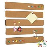 5 Pack Felt Pin Board Bar Strips Bulletin Board for Bedrooms Offices Home Wall Decoration, Notice Board Self Adhesive Cork Board with 35 Push Pins for Paste Notes, Photos, Schedules (Brown)