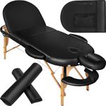 TecTake® Portable Massage Table, Adjustable Beauty Bed with Extra Thick Padding, Water and Oil Resistant Vinyl Cover, Foldable Design, Includes Storage Bag, Ideal for Salon, Tattoo, Therapy - black