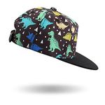 PEECABE Kids Baseball Hat Novelty Flat Brim Toddler Sun Hat Boys Girls Trucker Cap Spring Summer (Black Dinosaur, 2-4T)