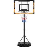 Yaheetech Height Adjustable Basketball Hoop 7.4ft-8.4ft Portable Basketball Net Stand Set System with 32'' Backboard & 2 Wheels