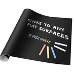 True Flair Black Board for Kids for Home, Removable Sticker with 5 chalks, Perfect for Home, School, Office, Children Room Kids (45x200cm)