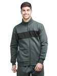 CHKOKKO Men Winter Sports Running Zipper Stylish Jacket Earth Green M