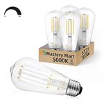 Mastery Mart ST21 [100 Watt] [Dimmable] Led Vintage Edison Light Bulb, 5000K Daylight White Bright, Clear Glass Antique Decorative Filament Bulb, E26 Base, 1100LM, 9W [100W Equivalent]- (4 Pack)