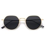 SOJOS Round Polygon Polarized Sunglasses for Women Men Retro Classic Vintage Shades Hedy SJ1157 Black Lens