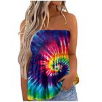 AMhomely Summer Tank Tops for Women Strapless Tube Tops Stretch Pleated Bandeau Top Floral Sleeveless Vest Tops Tunic Shirts Blouse Loose Tank Tops Vest Shirt Casual Pleated Flowy Tunic Blouse, XL