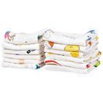 MOM'S HOME Super Soft Organic Cotton Baby Muslin Wash Cloth/Napkin 6 Layer | Hankies for Baby | 25x25 cm | (Pack of 12)