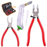 Heavy Duty Glass Running Pliers, Breaker Grozer Pliers and Grip Oil Feed Glass Cutter Kit, Professional Stained Glass Cutting Tool with Extra Rubber Tips Perfect for Stained Glass Work