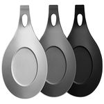 3 Pcs Kitchen Silicone Spoon Rest, Flexible Almond-Shaped Silicone Spoon Holder for Stove Top, Cooking Utensil Rest Ladle Spoon Holder for Tongs, Spatula, Dishwasher Safe(Black, Dark Grey, Light Grey)