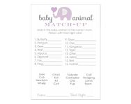 Purple Elephant Baby Shower Game Animal Matching for All Occasions Fun Guessing Activities Guests Play, Girls Jungle Theme, 4x6, 25 Pack