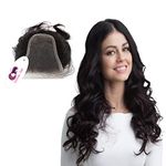 Glorious Hub 100% Remy Human Hair Topper for Women, Undetecable, Clip In Lace Topper for Volume and Thinning (20 Inches, 4"x4", Natural Brown)