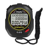 FCXJTU Professional Stopwatch Timer, 3-Row 10 Lap/Split Memory Count up/Down Timer, Extra Large Display with Pace Mode Clock Alarm Calendar Includes Battery, Lanyard for P.E Coach and Sport Events