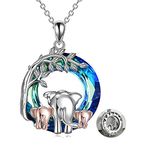 POPLYKE Elephant Necklace Sterling Silver Crystal Elephant Pendant Mother's Day Gift for Mom Daughter Wife Elephant Necklace Elephant Necklace for Women (C)