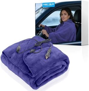 Sunny color Wearable Car Electric Blanket 12 Volt Heated Travel Blanket Plug in Heating Throw for Car Truck SUV Van with Controller 2 Heating Level Ideal for Camping, Traveling(41x55, Black)