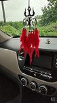 MH VILLA Acrylic Decorative Car Hanging Ornament Dream Catchers For Car,Home,Window&Garden For Positive Vibes Mirror Decor Good Luck Hand Made Gift,Wind Chimes, Room Feathers (Trishul) 1Pcs, Black