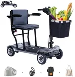 PAISEEC Ultra Lightweight Mobility Scooter for Adults, Electric Powered Mobility Scooter, 39.7 lbs Folding Design with 2 Lithium Batteries, All Terrain Travel up to 18.6 Miles Airline Approved-Grey