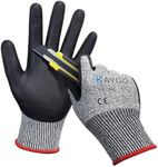 KAYGO Cut Resistant Gloves - Nitrile Micro-Foam Coated, Puncture Proof Safety Gloves for Work, Gardening, and Construction with Enhanced Grip | ANSI Cut Level A3 | KG21NB (Size S, 12 Pairs, Grey)