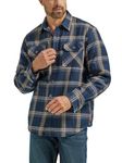 Wrangler Authentics Men's Long Sleeve Sherpa Lined Shirt Jacket, Ombre Blue, Medium