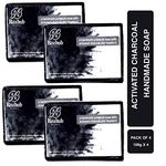 Rozhub Naturals Activated Charcoal Handmade Soaps, 100 Gm (Pack Of 4)