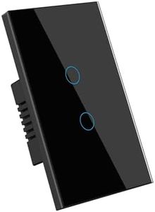 7Pandas Smart Light Switch, WiFi Wall Light Touchpad Switch, Tempered Glass Touch Panel Touch Wall Mount Switches, Compatible with Alexa, Google Assistant, Remote Control, Timer (2Gang-Black)