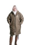 Hazy Blue Waterproof Unisex Changing Robe - Oversized Change Robe Coat with Sherpa Lining - Hooded Jacket for Adult (UK, Alpha, S, Regular, Regular, khaki)