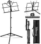 K KASONIC Music Stand, Kasonic 2 in 1 Dual-Use Folding Sheet Music Stand & Desktop Book Stand, Portable and Lightweight with Music Sheet Clip Holder