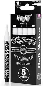 Loddie Doddie Fine Liquid Chalk Markers for Chalkboard - 5 Count Erasable Low-Odor White Chalkboard Markers with Fine Tip - White Chalk Pens - Erasable Pens