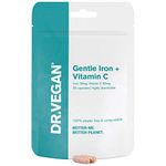 DR.VEGAN Daily Gentle Iron (18mg) and Vitamin C (80mg) | 30 Vegan Capsules | One-A-Day