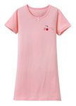 ABClothing Girls' Nightgowns Sleep Shirts Cotton Sleepwear Pink For 11 12 Years