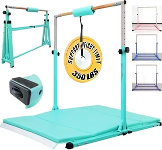 Seliyoo Foldable Gymnastics Bar for Kids – Adjustable 5FT/6FT Training Kip Bar – 350 LBS Capacity, Heavy-Duty Home Gym Floor Equipment for Children & Teens Ages 3-18