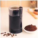 InstaCuppa Electric Coffee Bean Grinder with Stainless Steel Blade and Interior, 60 GMS Capacity,150W Power, Sleek Black Design for Modern Kitchen