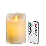 Lerelin Battery Candles, LED Candles Battery Operated with Timer, Pillar Flickering Flameless Candles with Remote Control for Household, Halloween, Christmas Gifts (7.5 x 10cm)