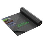 BEEWAY Weed Control Membrane 2m x 25m/Roll, Heavy Duty Weed Control Fabric 90gsm, UV Stabilised Weed Barrier Fabric/Ground Cover for Patios Garden Flower Beds Landscaping Artificial Grass