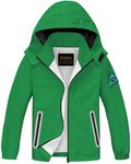 WICKHAM Boys Girls Waterproof Rain Jacket Detachable Hood Lightweight Raincoats for Kids Windbreaker Coat