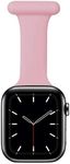 Nurse Watch Band Compatible with Apple Watch 42mm 44mm 45mm, Nurse Watch Fob with Pin-On Brooch, Soft Silicone Replacement Bands for iwatch Series 7/6/SE/5/4/3/2/1, Pink