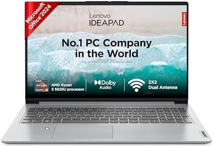 Lenovo Ideapad 1 AMD Ryzen 5 5625U (16GB RAM/512GB SSD/Windows 11/Office Home 2024/15.6 Inch (39.6Cm)/FHD IPS Display/3Months Game Pass/Grey/1.6Kg), 82R4011CIN/0DIN Laptop