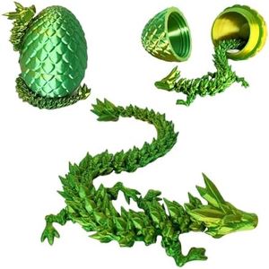 ZHEBAG 3D Printed Dragon Egg, 3D Printed Articulated Dragon Eggs with Dragon Inside, Crystal Dragon Fidget Toy, Adults Fidget Toys, Mystery Dragon Egg for Autism and ADHD（Laser Yellow Green）