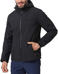 CAMEL CROWN Softshell Jacket Men Hooded Fleece Lined Outdoor Jackets Windproof Water Resistant for Hiking Casual Work Black XXXL